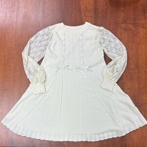 Axes Femme Cream Lace Sleeve Dress